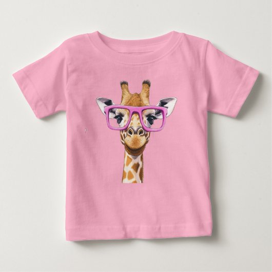 Giraffe mit Pink-Brille-T - Shirt (Vorderseite)