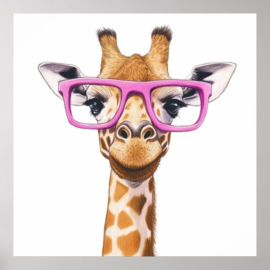 Giraffe mit Pink Glasses Poster (Vorne)