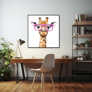 Giraffe mit Pink Glasses Poster