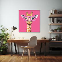Giraffe mit Pink Glasses Poster