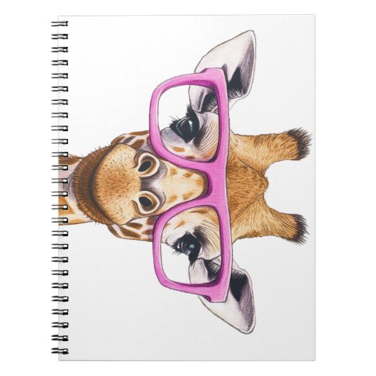 Giraffe mit Pink Glasses Spiral Foto Notebook Notizblock (Vorderseite)