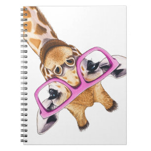 Giraffe mit Pink Glasses Spiral Foto Notebook Notizblock