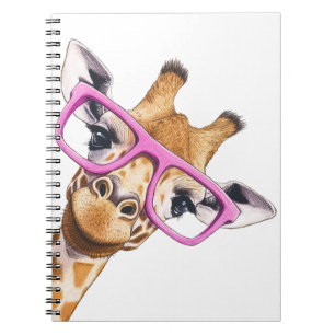Giraffe mit Pink Glasses Spiral Foto Notebook Notizblock