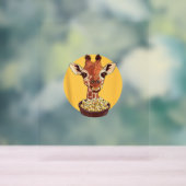 Giraffe mit Popcorn-Cartoon Tierischer Spaß Acrylschild (Neutral)