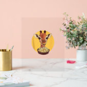 Giraffe mit Popcorn-Cartoon Tierischer Spaß Acrylschild (Hochzeit)