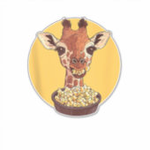 Giraffe mit Popcorn-Cartoon Tierischer Spaß Aufkleber (Vorderseite)