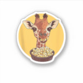 Giraffe mit Popcorn-Cartoon Tierischer Spaß Aufkleber (Vorderseite)