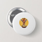 Giraffe mit Popcorn-Cartoon Tierischer Spaß Button (Vorne & Hinten)