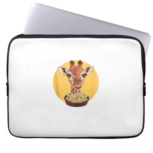 Giraffe mit Popcorn-Cartoon Tierischer Spaß Laptopschutzhülle (Vorderseite)