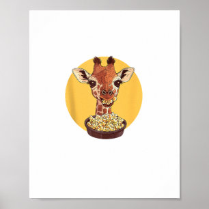 Giraffe mit Popcorn-Cartoon Tierischer Spaß Poster
