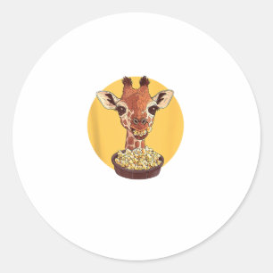 Giraffe mit Popcorn-Cartoon Tierischer Spaß Runder Aufkleber