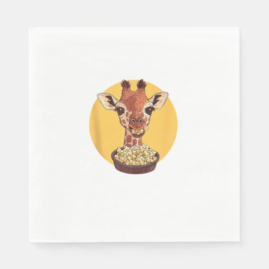 Giraffe mit Popcorn-Cartoon Tierischer Spaß Serviette (Vorderseite)