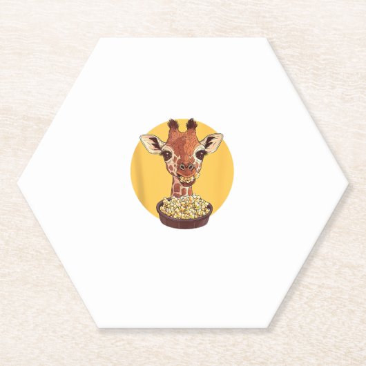 Giraffe mit Popcorn-Cartoon Tierischer Spaß Untersetzer (Vorderseite)