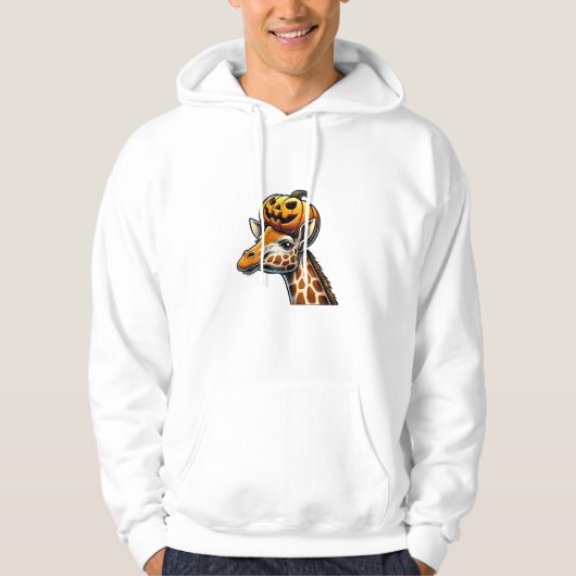Giraffe mit Pumpkin Hat Halloween Design Hoodie (Vorderseite)