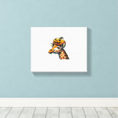 Giraffe mit Pumpkin Hat Halloween Design Leinwanddruck (Insitu (Holzboden))