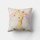 Giraffe mit Rainbow Puffy Wolkenherzen Kissen (Rückseite)