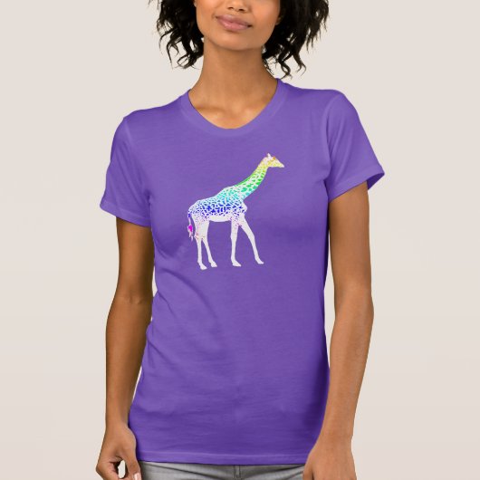 Giraffe mit Regenbogen-Stellen T-Shirt (Vorderseite)