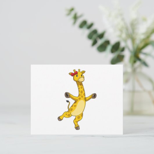 Giraffe mit Ribbon Postkarte (Stehend Vorderseite)