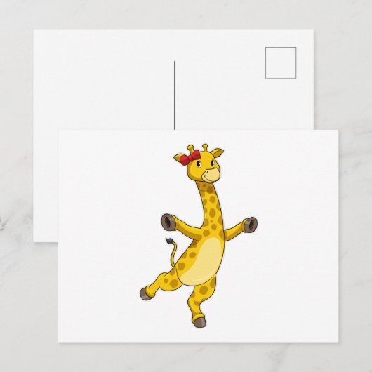 Giraffe mit Ribbon Postkarte (Vorne/Hinten)