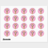 Giraffe mit rosa Brille Light Pink BG Sticker (Blatt)