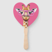 Giraffe mit rosa Brillenfavoriten Fächer (Rückseite)