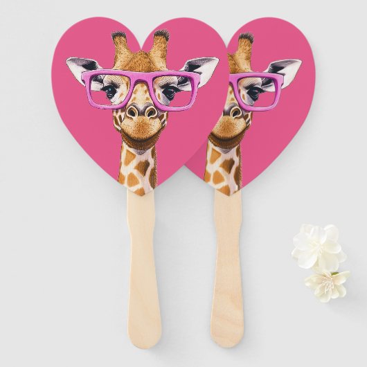 Giraffe mit rosa Brillenfavoriten Fächer (Vorne und Hinten)