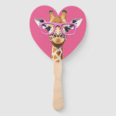 Giraffe mit rosa Brillenfavoriten Fächer (Vorderseite)