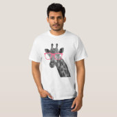 Giraffe mit rosa Glas-niedlichem lustigem T - T-Shirt (Vorne ganz)