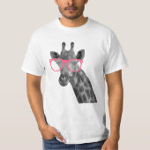 Giraffe mit rosa Glas-niedlichem lustigem T - T-Shirt (Vorderseite)