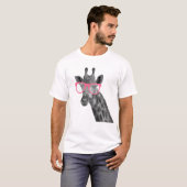 Giraffe mit rosa Glas-niedlichem lustigem T - T-Shirt (Vorne ganz)
