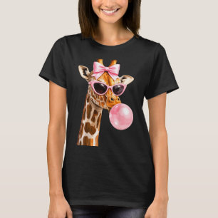 Giraffe mit rosa Schleife und Sonnenbrille Wildlif T-Shirt