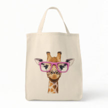 Giraffe mit rosafarbener Brille Tote Tag