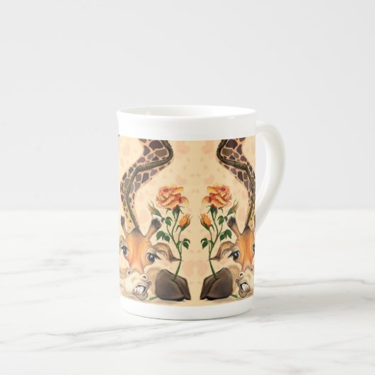 Giraffe mit Rose Tasse Geschenk Funny (Vorderseite Rechts)