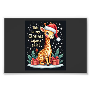Giraffe mit Santa-Hut passende Weihnachtspyjama Fotodruck