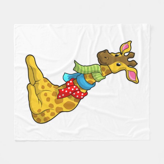 Giraffe mit Scarf Fleecedecke (Vorderseite (Horizontal))
