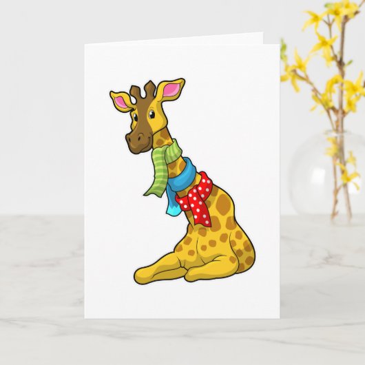 Giraffe mit Scarf Karte (Gelbe Blume)