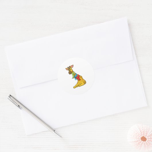 Giraffe mit Scarf Runder Aufkleber (Umschlag)