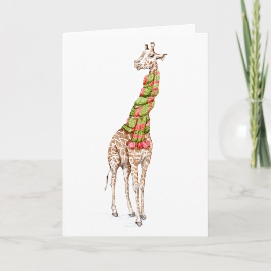 Giraffe mit Schal Karte (Vorderseite)