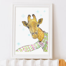 Giraffe mit Schal Niedlicher Winter Tierkunst Kind
