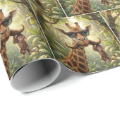 Giraffe mit Schnurrbart und Affe Geschenkpapier (Rolleneckpunkt)