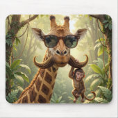 Giraffe Mit Schnurrbart und Affe Mousepad (Vorne)