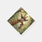 Giraffe mit Schnurrbart und Affe Serviette (Ecke)