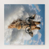 Giraffe mit schwarzer Brille in der Wolke Puzzle (Horizontal)