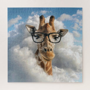 Giraffe mit schwarzer Brille in der Wolke Puzzle