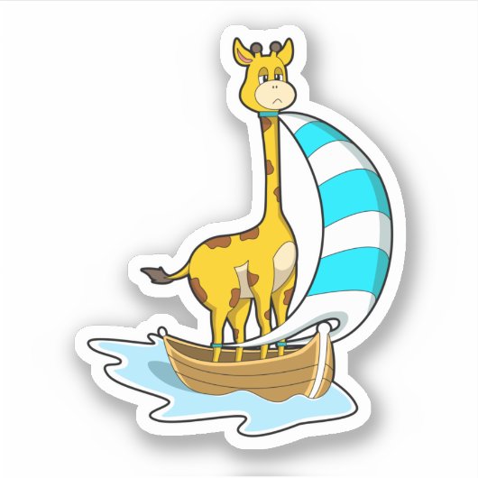 Giraffe mit Segelboot Aufkleber (Vorderseite)