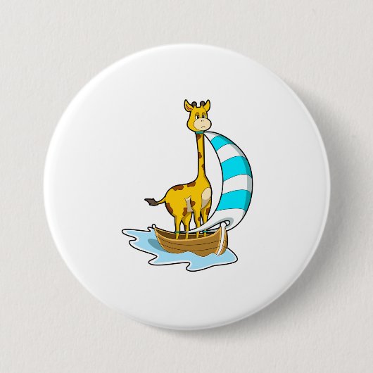 Giraffe mit Segelboot Button (Vorderseite)