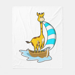 Giraffe mit Segelboot Fleecedecke