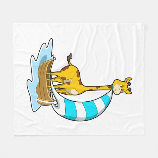 Giraffe mit Segelboot Fleecedecke (Vorderseite (Horizontal))