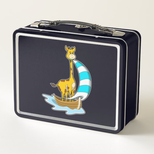 Giraffe mit Segelboot Metall Brotdose (Rückseite)