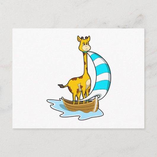 Giraffe mit Segelboot Postkarte (Vorderseite)